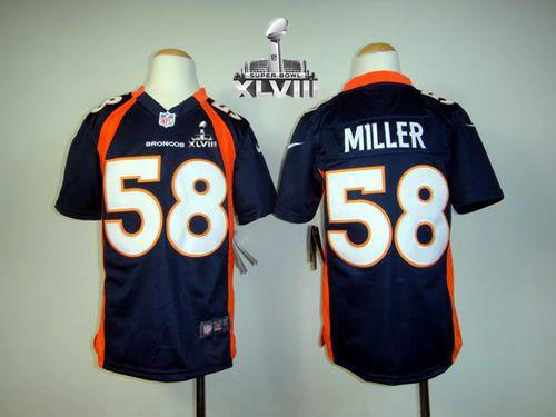  Broncos #58 Von Miller Blue Alternate Super Bowl XLVIII Youth Stitched NFL Elite Jersey