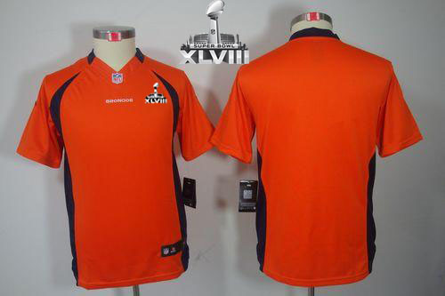  Broncos Blank Orange Team Color Super Bowl XLVIII Youth Stitched NFL Limited Jersey