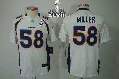  Broncos #58 Von Miller White Super Bowl XLVIII Youth Stitched NFL Limited Jersey
