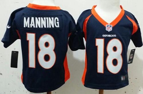 Toddler  Broncos #18 Peyton Manning Navy Blue Alternate Stitched NFL Elite Jersey