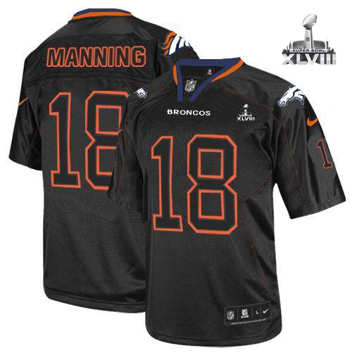  Broncos #18 Peyton Manning Lights Out Black Super Bowl XLVIII Youth Stitched NFL Elite Jersey