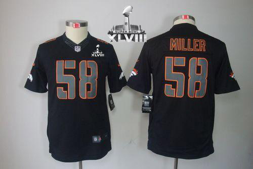  Broncos #58 Von Miller Black Impact Super Bowl XLVIII Youth Stitched NFL Limited Jersey