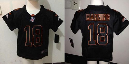 Toddler  Broncos #18 Peyton Manning Lights Out Black Stitched NFL Elite Jersey