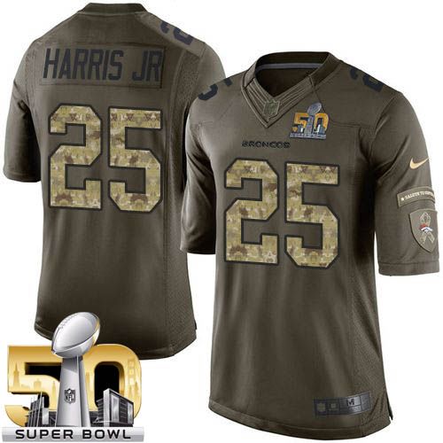  Broncos #25 Chris Harris Jr Green Super Bowl 50 Youth Stitched NFL Limited Salute to Service Jersey