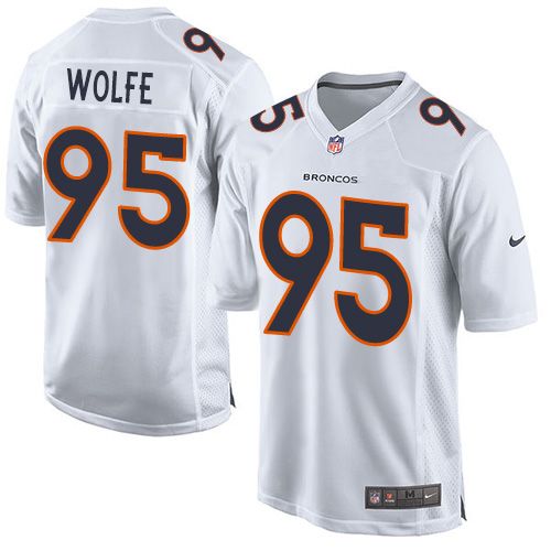  Broncos #95 Derek Wolfe White Youth Stitched NFL Game Event Jersey