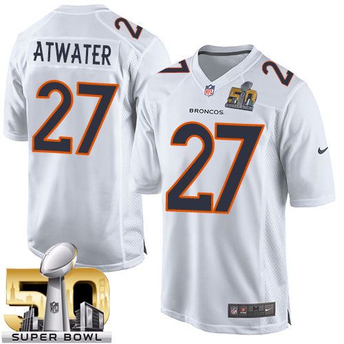  Broncos #27 Steve Atwater White Super Bowl 50 Youth Stitched NFL Game Event Jersey