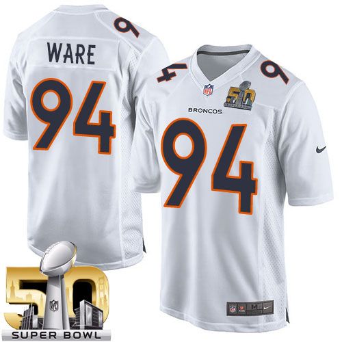  Broncos #94 DeMarcus Ware White Super Bowl 50 Youth Stitched NFL Game Event Jersey