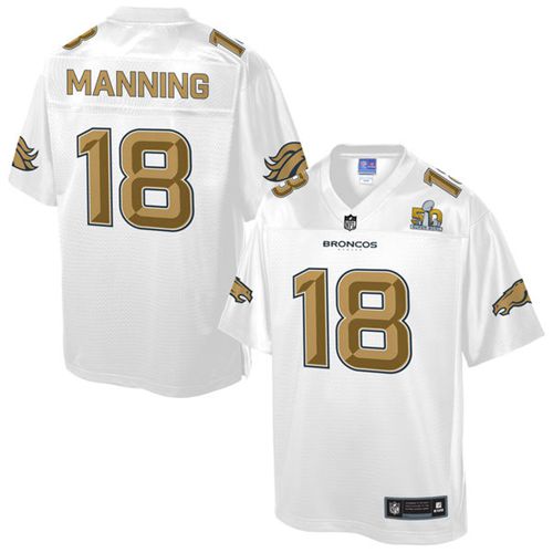  Broncos #18 Peyton Manning White Youth NFL Pro Line Super Bowl 50 Fashion Game Jersey