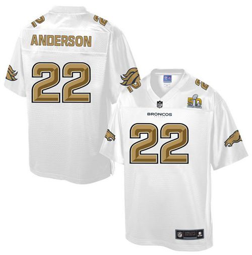  Broncos #22 C.J. Anderson White Youth NFL Pro Line Super Bowl 50 Fashion Game Jersey