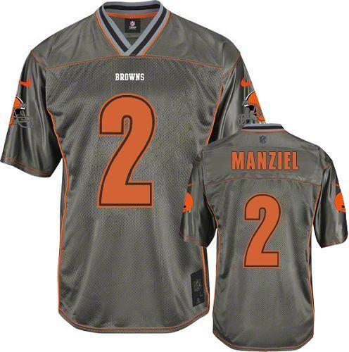  Browns #2 Johnny Manziel Grey Youth Stitched NFL Elite Vapor Jersey