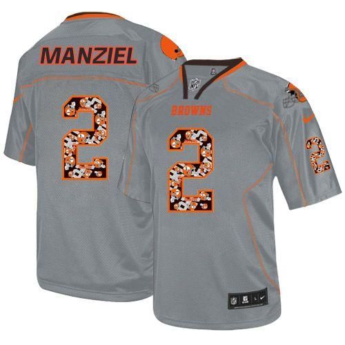  Browns #2 Johnny Manziel New Lights Out Grey Youth Stitched NFL Elite Jersey