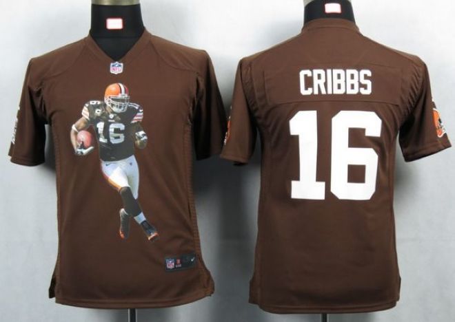  Browns #16 Josh Cribbs Brown Team Color Youth Portrait Fashion NFL Game Jersey