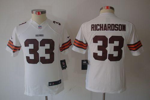  Browns #33 Trent Richardson White Youth Stitched NFL Limited Jersey