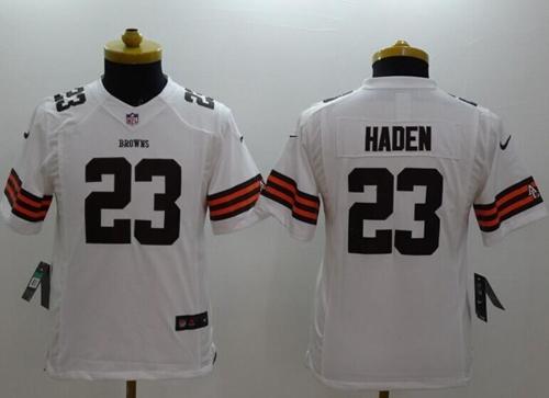  Browns #23 Joe Haden White Youth Stitched NFL Limited Jersey