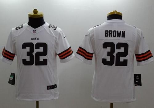 Browns #32 Jim Brown White Youth Stitched NFL Limited Jersey