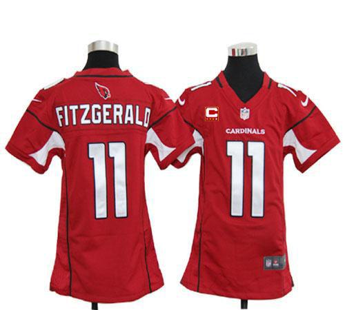  Cardinals #11 Larry Fitzgerald Red Team Color With C Patch Youth Stitched NFL Elite Jersey