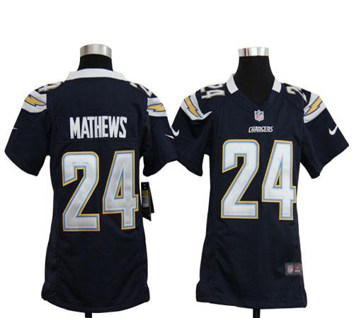  Chargers #24 Ryan Mathews Navy Blue Team Color Youth Stitched NFL Elite Jersey