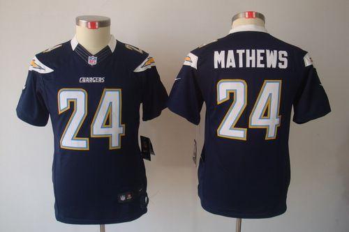  Chargers #24 Ryan Mathews Navy Blue Team Color Youth Stitched NFL Limited Jersey
