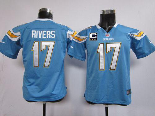  Chargers #17 Philip Rivers Electric Blue Alternate With C Patch Youth Stitched NFL Elite Jersey