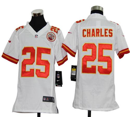  Chiefs #25 Jamaal Charles White Youth Stitched NFL Elite Jersey