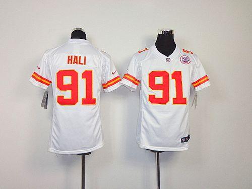  Chiefs #91 Tamba Hali White Youth Stitched NFL Elite Jersey