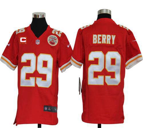  Chiefs #29 Eric Berry Red Team Color With C Patch Youth Stitched NFL Elite Jersey