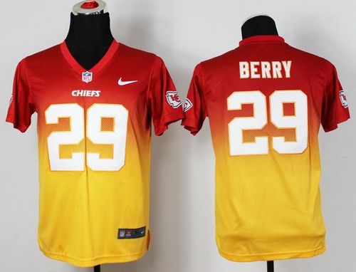  Chiefs #29 Eric Berry Red/Gold Youth Stitched NFL Elite Fadeaway Fashion Jersey