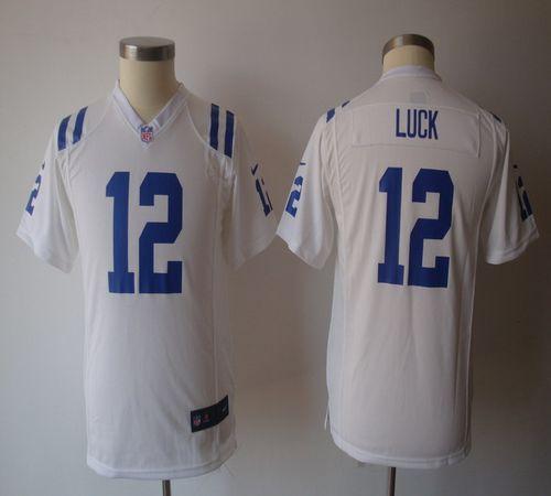  Colts #12 Andrew Luck White Youth NFL Game Jersey
