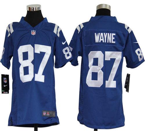  Colts #87 Reggie Wayne Royal Blue Team Color Youth Stitched NFL Elite Jersey