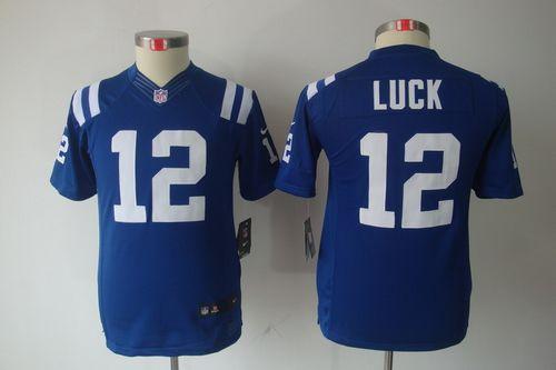  Colts #12 Andrew Luck Royal Blue Team Color Youth Stitched NFL Limited Jersey