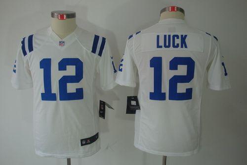  Colts #12 Andrew Luck White Youth Stitched NFL Limited Jersey