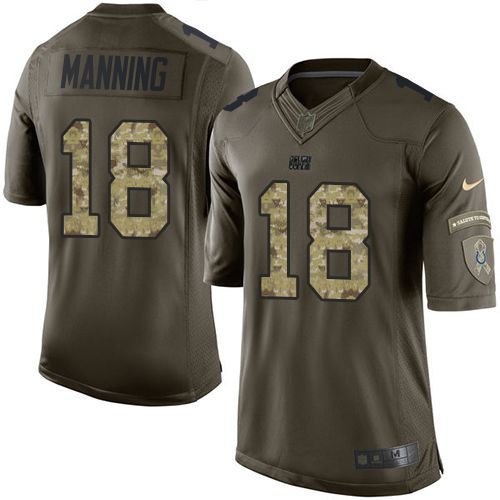  Colts #18 Peyton Manning Green Youth Stitched NFL Limited Salute to Service Jersey
