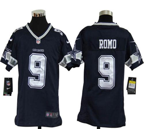 Cowboys #9 Tony Romo Navy Blue Team Color Youth Stitched NFL Elite Jersey