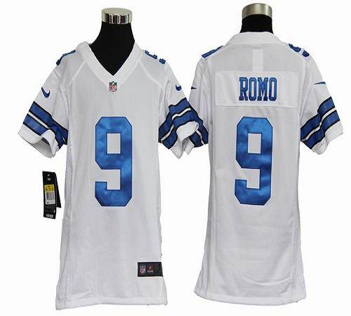  Cowboys #9 Tony Romo White Youth Stitched NFL Elite Jersey