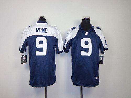  Cowboys #9 Tony Romo Navy Blue Thanksgiving Youth Throwback Stitched NFL Elite Jersey
