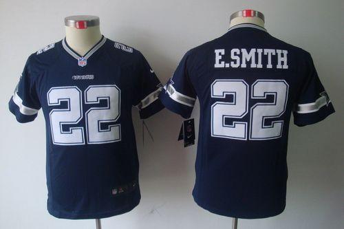  Cowboys #22 Emmitt Smith Navy Blue Team Color Youth Stitched NFL Limited Jersey