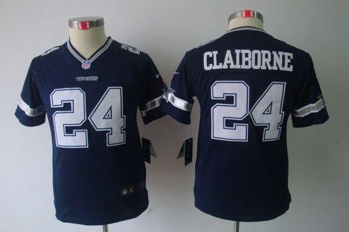 Cowboys #24 Morris Claiborne Navy Blue Team Color Youth Stitched NFL Limited Jersey