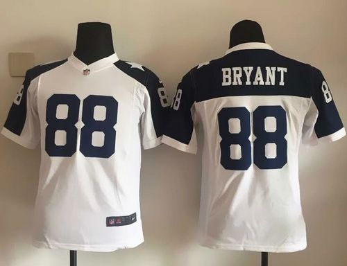  Cowboys #88 Dez Bryant White Thanksgiving Youth Throwback Stitched NFL Elite Jersey