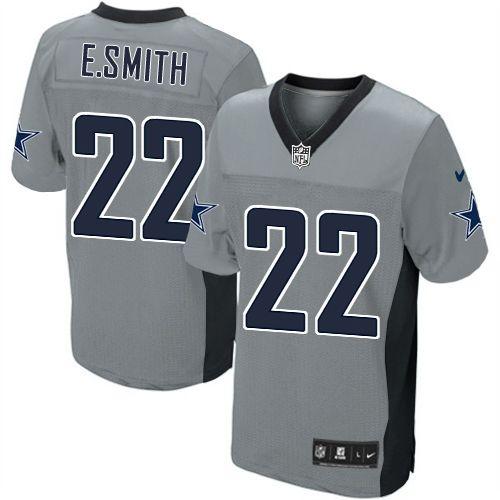 Nike Cowboys #22 Emmitt Smith Grey Shadow Youth Stitched NFL Elite