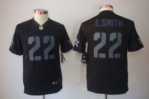  Cowboys #22 Emmitt Smith Black Impact Youth Stitched NFL Limited Jersey