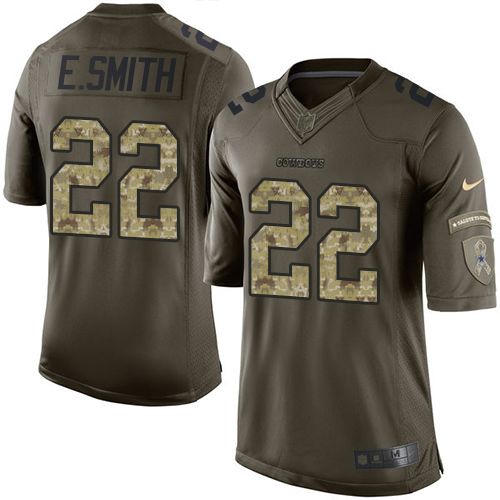  Cowboys #22 Emmitt Smith Green Color Youth Stitched NFL Limited Salute to Service Jersey