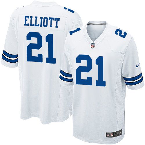  Cowboys #21 Ezekiel Elliott White Youth Stitched NFL Elite Jersey