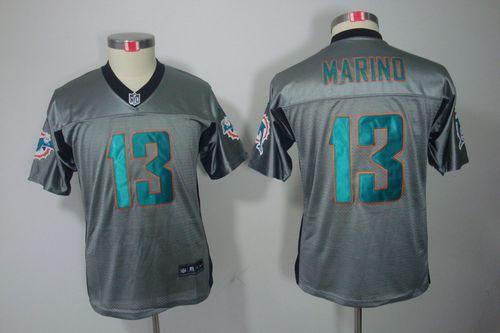  Dolphins #13 Dan Marino Grey Shadow Youth Stitched NFL Elite Jersey