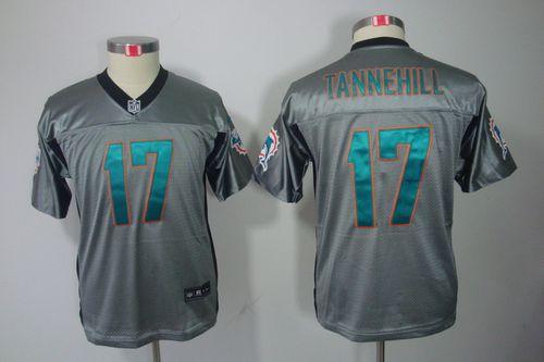  Dolphins #17 Ryan Tannehill Grey Shadow Youth Stitched NFL Elite Jersey