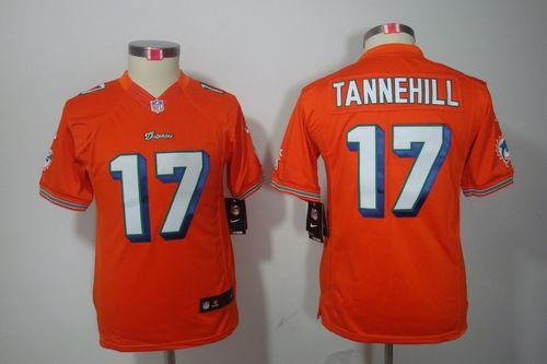  Dolphins #17 Ryan Tannehill Orange Alternate Youth Stitched NFL Limited Jersey