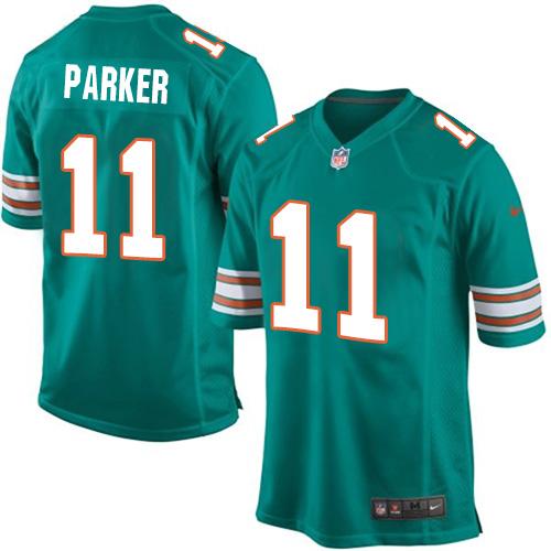  Dolphins #11 DeVante Parker Aqua Green Alternate Youth Stitched NFL Elite Jersey