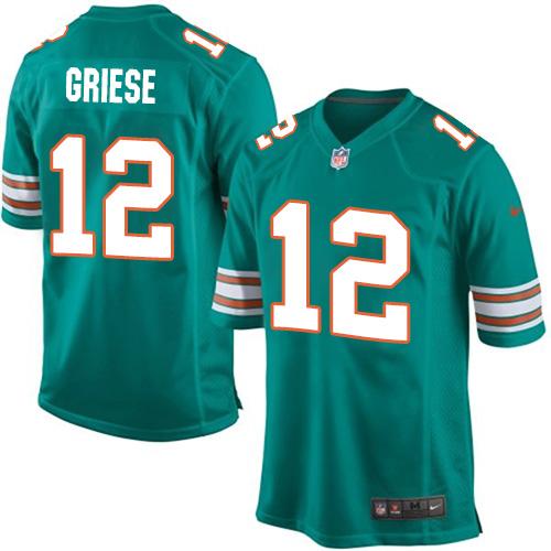  Dolphins #12 Bob Griese Aqua Green Alternate Youth Stitched NFL Elite Jersey