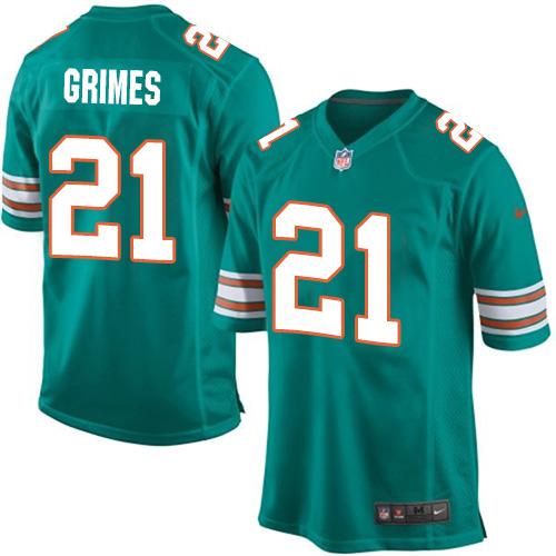  Dolphins #21 Brent Grimes Aqua Green Alternate Youth Stitched NFL Elite Jersey