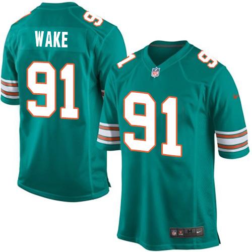  Dolphins #91 Cameron Wake Aqua Green Alternate Youth Stitched NFL Elite Jersey