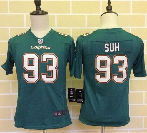  Dolphins #93 Ndamukong Suh Aqua Green Team Color Youth Stitched NFL Elite Jersey